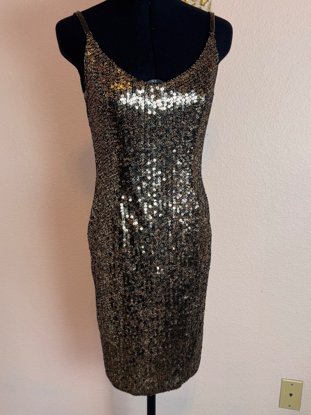 Vintage Stunning Black Tie He-Ro Neiman Marcus Sequin Beaded Mini Slip Dress